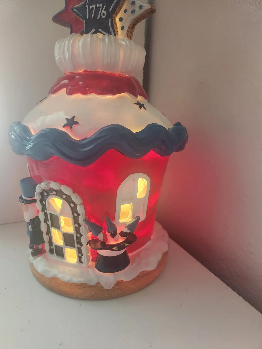 Patriotic Light Up Cupcake House 1776 July 4th Decor
